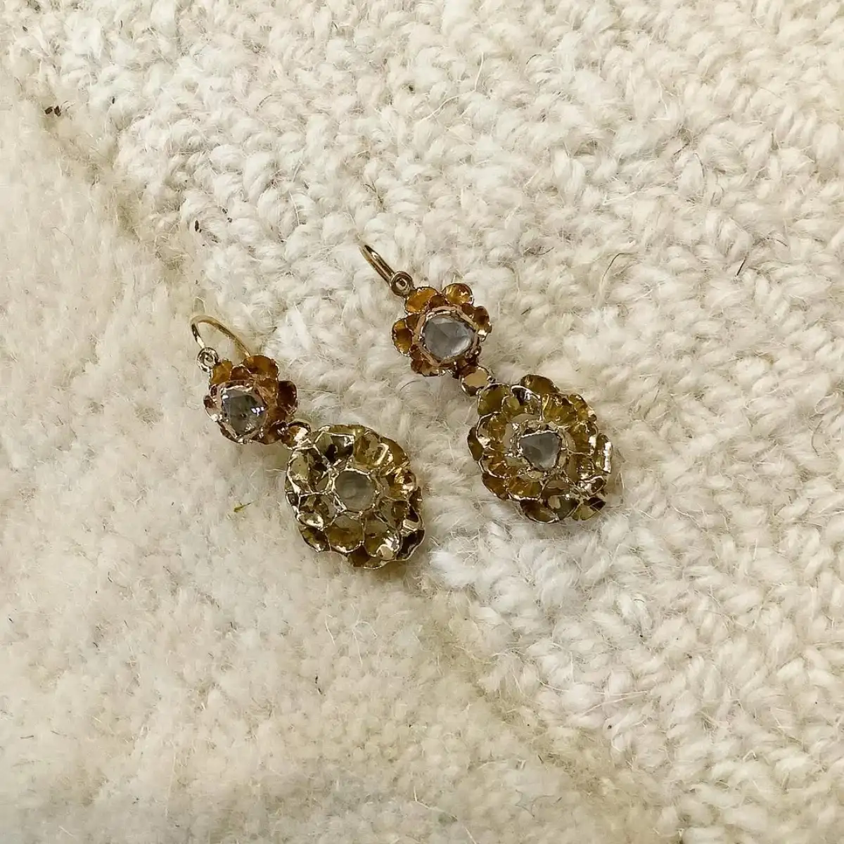 Boucles d’oreilles Provençales Diamants sur Or 18ct