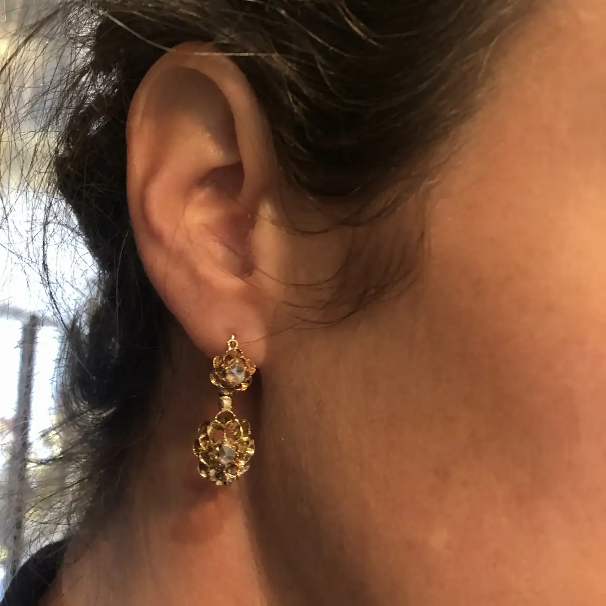 Boucles d’oreilles Provençales Diamants sur Or 18ct