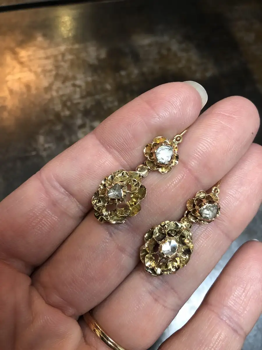 Boucles d’oreilles Provençales Diamants sur Or 18ct