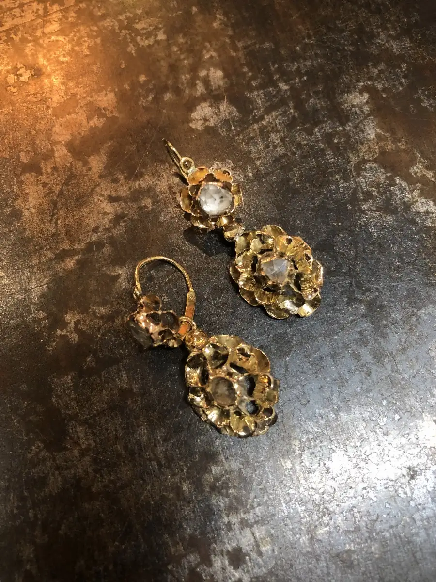 Boucles d’oreilles Provençales Diamants sur Or 18ct