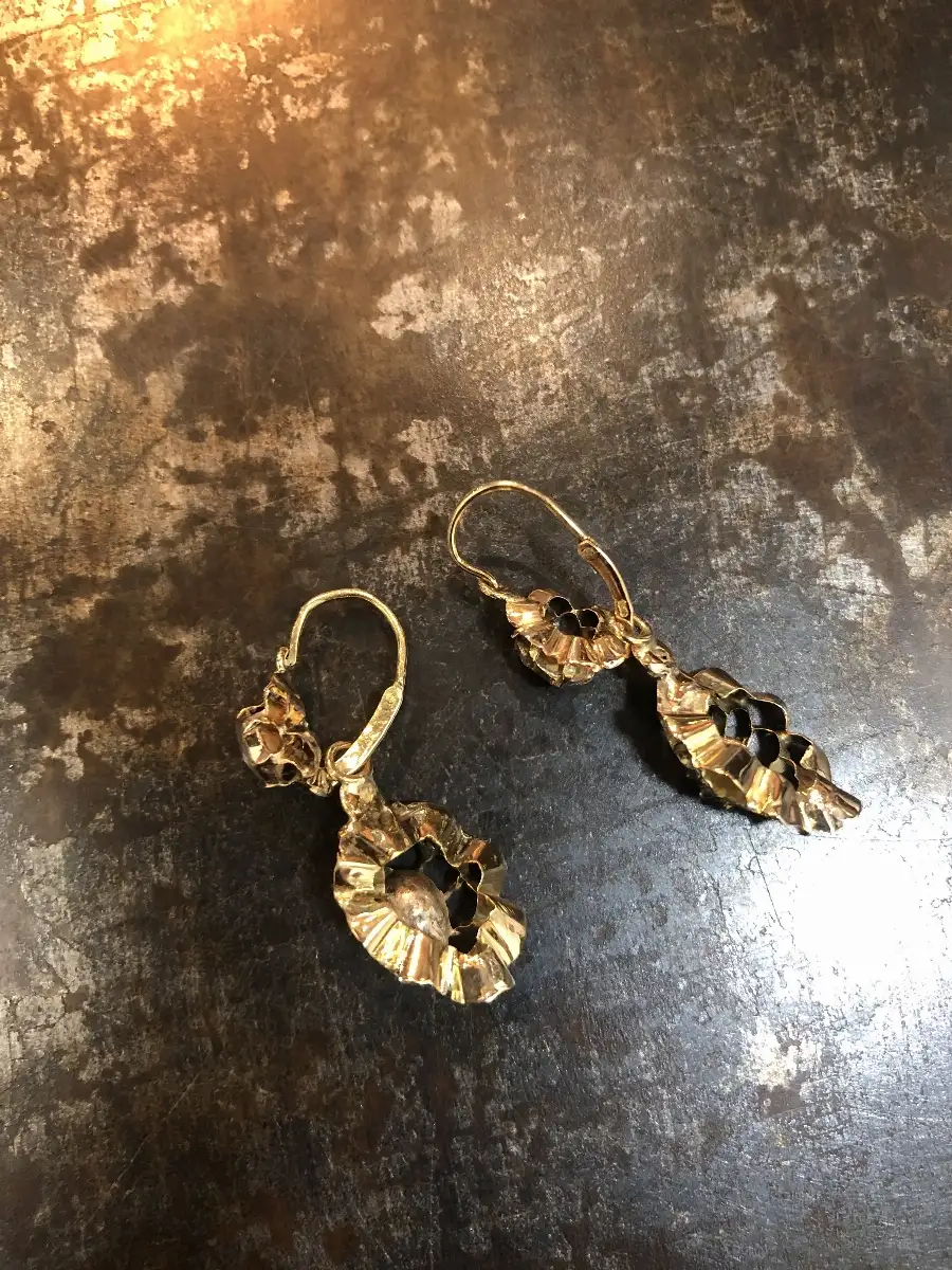 Boucles d’oreilles Provençales Diamants sur Or 18ct